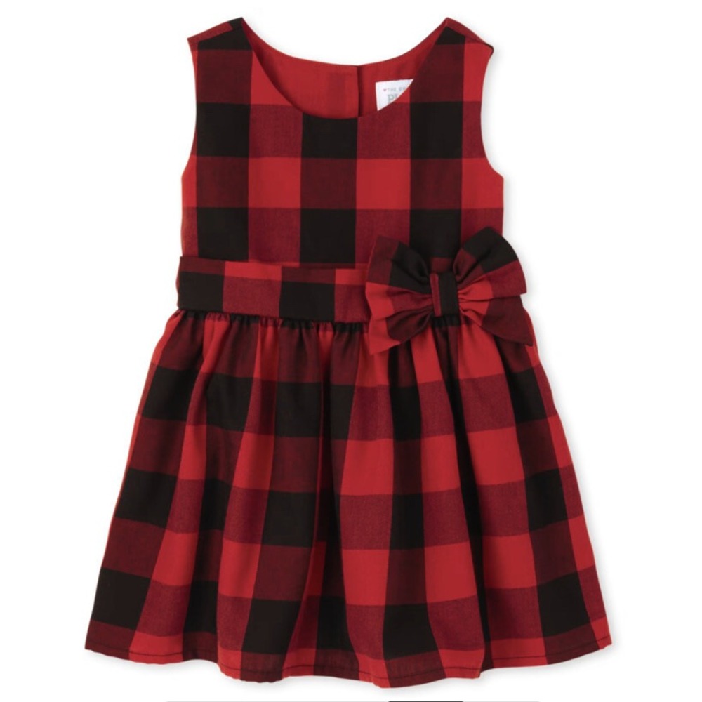 The Childrens Place Dress Girls 5T‎ Buffalo Plaid Red Black Sleeveless New